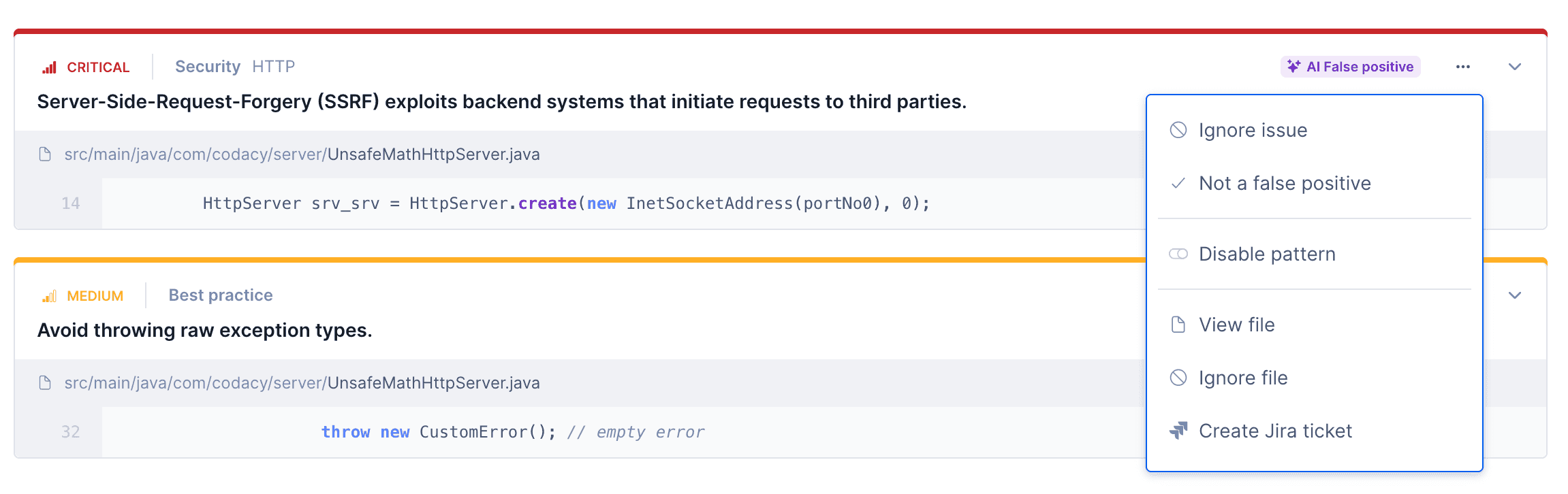 Managing system-detected false positives